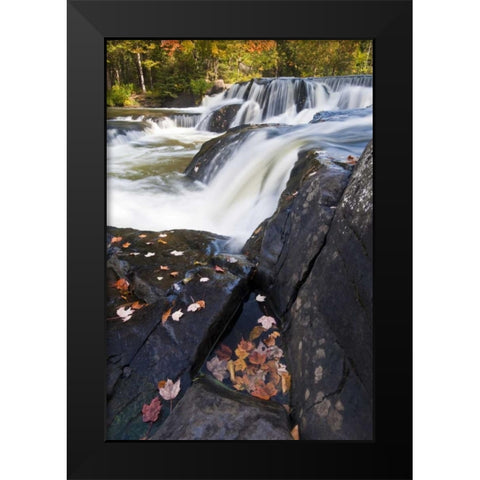 Michigan, Upper Peninsula View of Bond Falls Black Modern Wood Framed Art Print by Rotenberg, Nancy