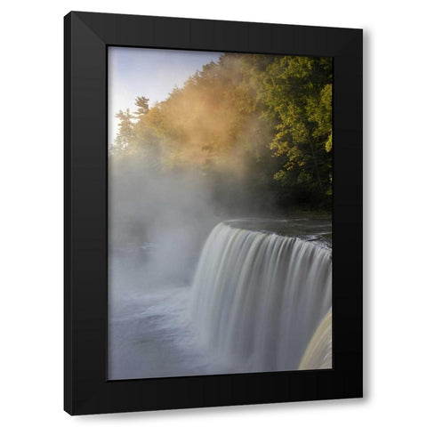 Michigan Autumn sunrise on Tahquamenon Falls Black Modern Wood Framed Art Print with Double Matting by Grall, Don