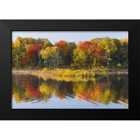 MI, Autumn in Bond Falls Recreation Area Black Modern Wood Framed Art Print by Bush, Marie