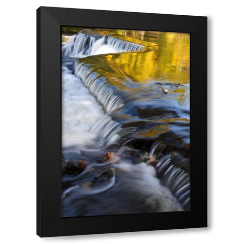 Michigan Bond Falls with fall reflections Black Modern Wood Framed Art Print with Double Matting by Rotenberg, Nancy