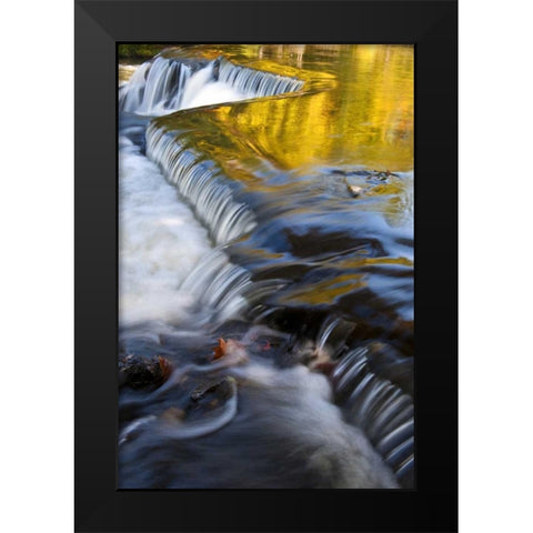 Michigan Bond Falls with fall reflections Black Modern Wood Framed Art Print by Rotenberg, Nancy