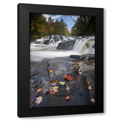 Michigan, Upper Peninsula Bond Falls in autumn Black Modern Wood Framed Art Print with Double Matting by Rotenberg, Nancy
