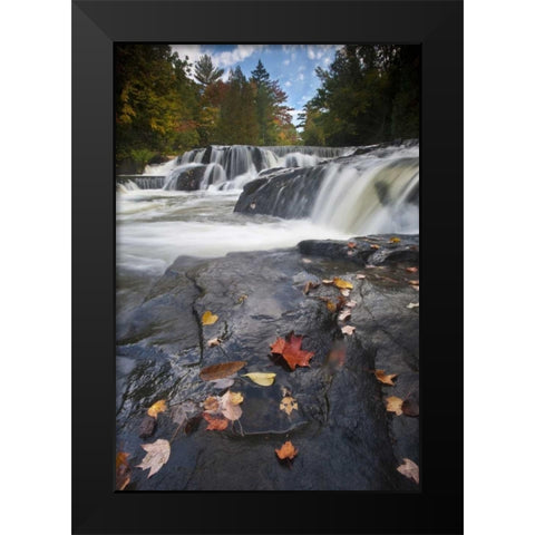Michigan, Upper Peninsula Bond Falls in autumn Black Modern Wood Framed Art Print by Rotenberg, Nancy