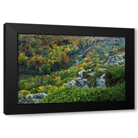 USA, Michigan River in autumn landscape Black Modern Wood Framed Art Print by Rotenberg, Nancy