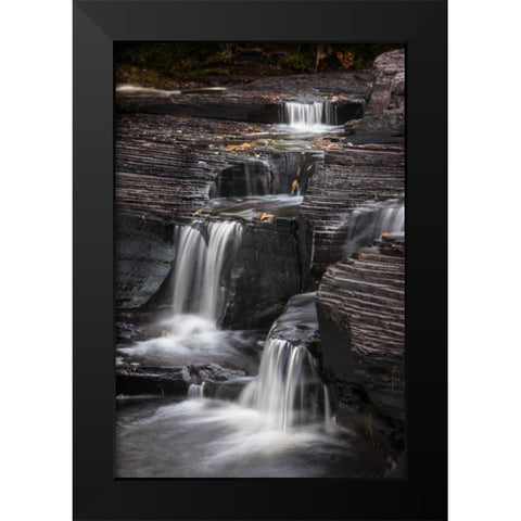 Michigan Waterfalls in the Presque Isle River Black Modern Wood Framed Art Print by Grall, Don