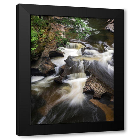 Michigan-Upper Peninsula The Wild and Scenic Presque Isle River creates these Potholes Black Modern Wood Framed Art Print by Eggers, Julie