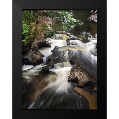Michigan-Upper Peninsula The Wild and Scenic Presque Isle River creates these Potholes Black Modern Wood Framed Art Print by Eggers, Julie