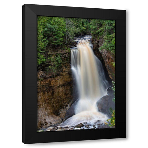 Miners Falls in fall-Pictured Rocks National Lakeshore-Alger County-Michigan Black Modern Wood Framed Art Print by Day, Richard and Susan