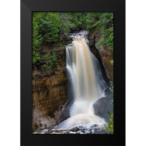 Miners Falls in fall-Pictured Rocks National Lakeshore-Alger County-Michigan Black Modern Wood Framed Art Print by Day, Richard and Susan