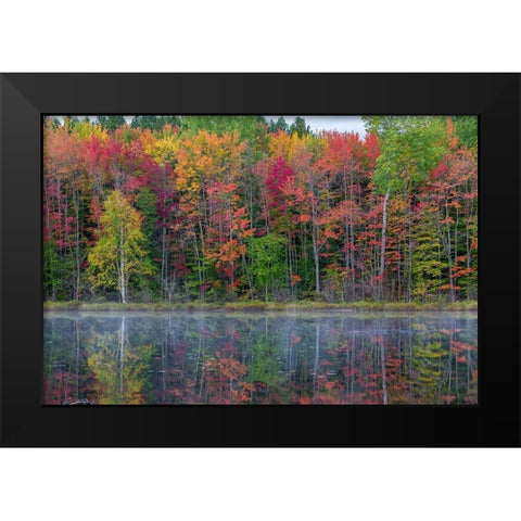 Thornton Lake in fall color-Alger County-Michigan Black Modern Wood Framed Art Print by Day, Richard and Susan