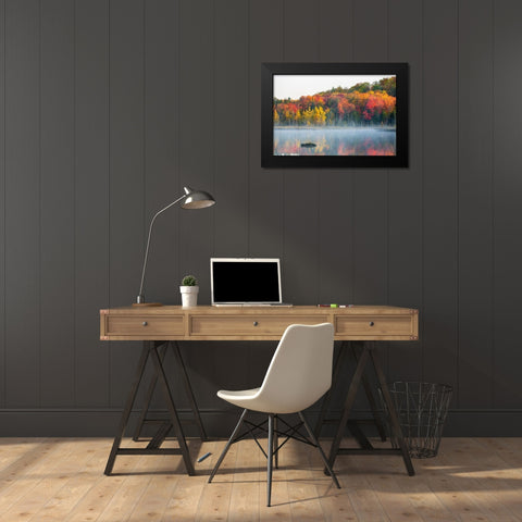 Council Lake in fall color-Alger County-Michigan Black Modern Wood Framed Art Print by Day, Richard and Susan