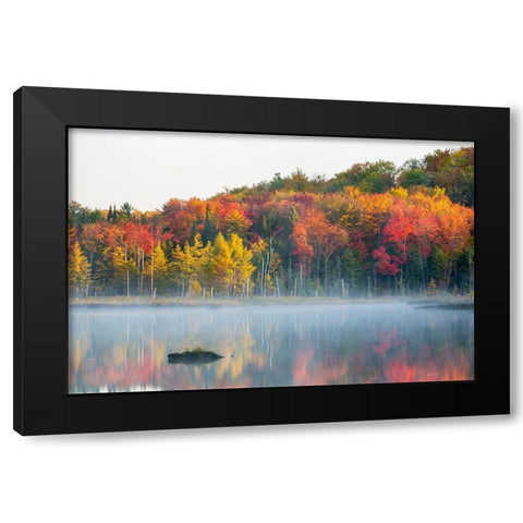 Council Lake in fall color-Alger County-Michigan Black Modern Wood Framed Art Print by Day, Richard and Susan