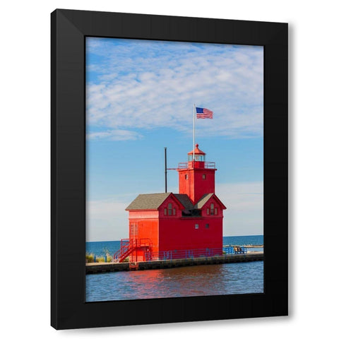 Holland Lighthouse (Big Red) on Lake Michigan-Holland-Michigan Black Modern Wood Framed Art Print by Day, Richard and Susan