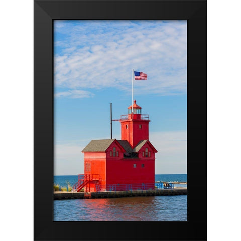 Holland Lighthouse (Big Red) on Lake Michigan-Holland-Michigan Black Modern Wood Framed Art Print by Day, Richard and Susan