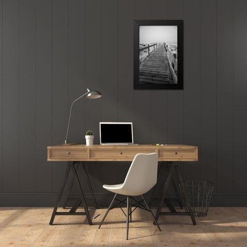 USA-Minnesota-Duluth-Park Point-Boardwalk over Dunes Black Modern Wood Framed Art Print by Hawkins, Peter