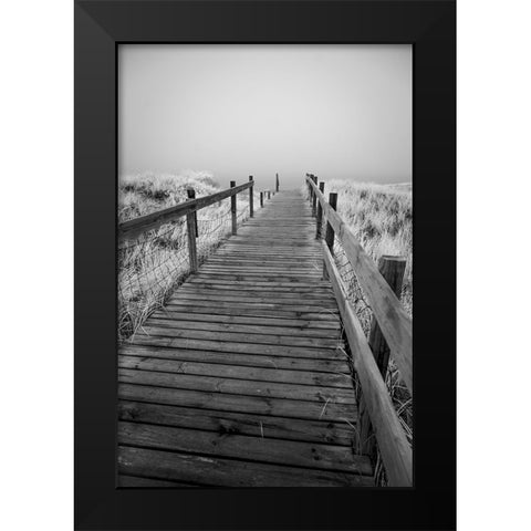 USA-Minnesota-Duluth-Park Point-Boardwalk over Dunes Black Modern Wood Framed Art Print by Hawkins, Peter