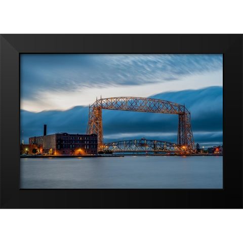 USA-Minnesota-Duluth-Park Point-Boardwalk over Dunes Black Modern Wood Framed Art Print by Hawkins, Peter