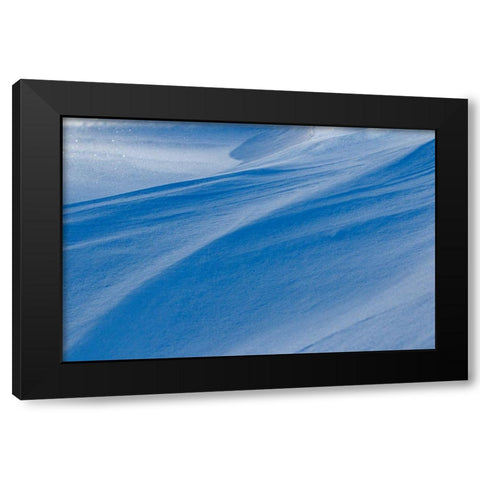 Snowdrift reflecting blue sky-Kalispell-Montana Black Modern Wood Framed Art Print by Jones, Adam