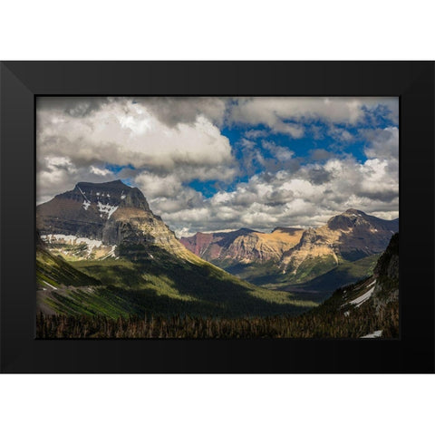 Summer view from Logan Pass-Glacier National Park-Montana Black Modern Wood Framed Art Print by Jones, Adam
