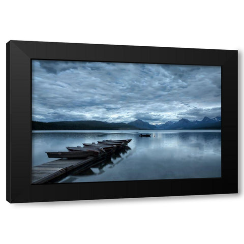 Dock and Lake McDonald-Glacier National Park-Montana Black Modern Wood Framed Art Print with Double Matting by Jones, Adam
