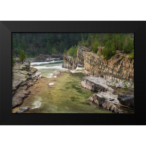 Kootenai Falls-Montana-a series of cascades on the Kootenai River Black Modern Wood Framed Art Print by Majchrowicz, Alan