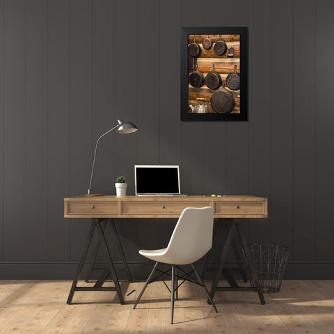 MT, Lewis and Clark NF Skillets in the kitchen Black Modern Wood Framed Art Print by Paulson, Don