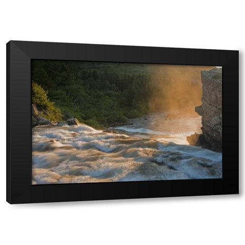 MT, Glacier NP Fog along Swiftcurrent Creek Black Modern Wood Framed Art Print with Double Matting by Illg, Cathy and Gordon
