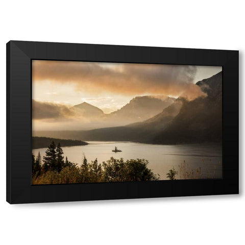 MT, Glacier NP Sunrise over St Mary Lake Black Modern Wood Framed Art Print with Double Matting by Grall, Don