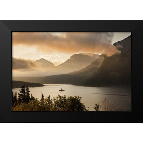 MT, Glacier NP Sunrise over St Mary Lake Black Modern Wood Framed Art Print by Grall, Don