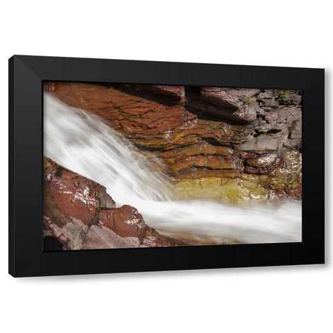 Montana, Glacier NP Ptarmigan Falls Black Modern Wood Framed Art Print with Double Matting by Grall, Don