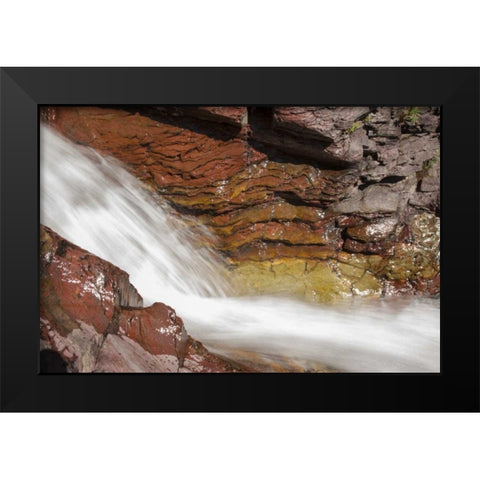 Montana, Glacier NP Ptarmigan Falls Black Modern Wood Framed Art Print by Grall, Don