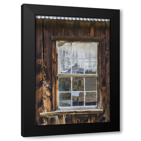 MT, Virginia City Window in vintage cabin Black Modern Wood Framed Art Print with Double Matting by Paulson, Don
