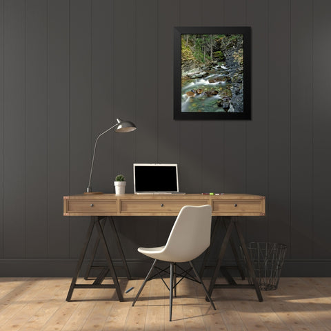 USA, Montana, Glacier NP Stream in Sunrift Gorge Black Modern Wood Framed Art Print by Terrill, Steve