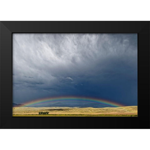 Montana Rainbow over stormy landscape Black Modern Wood Framed Art Print by Jaynes Gallery