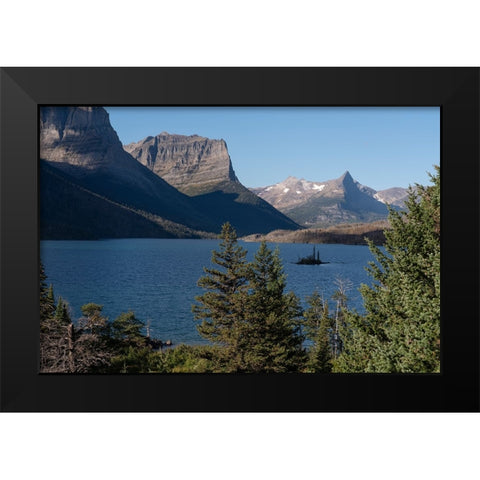USA-Montana-Glacier National Park Landscape with St Mary Lake and mountains Black Modern Wood Framed Art Print by Jaynes Gallery