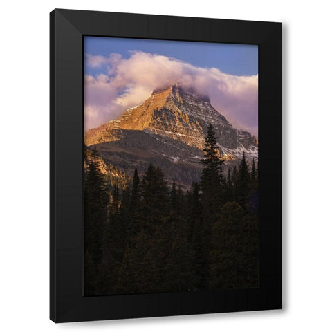 USA-Montana-Glacier National Park Reynolds Mountain at sunrise Black Modern Wood Framed Art Print with Double Matting by Jaynes Gallery