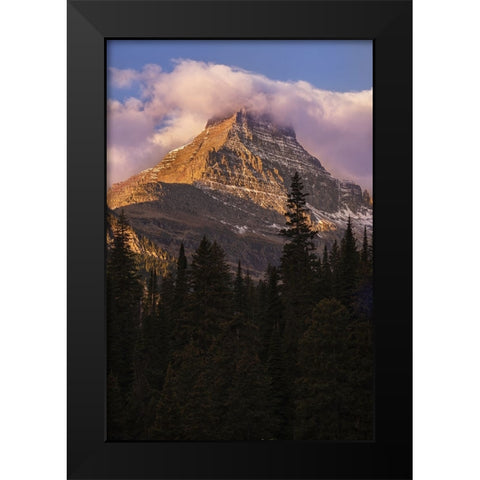 USA-Montana-Glacier National Park Reynolds Mountain at sunrise Black Modern Wood Framed Art Print by Jaynes Gallery