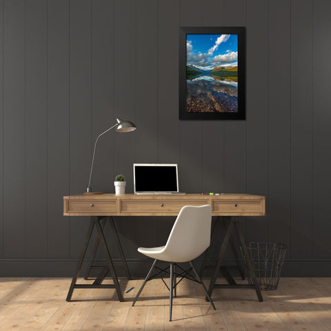 Late afternoon at Bowman Lake in Glacier National Park-Montana-USA Black Modern Wood Framed Art Print by Haney, Chuck