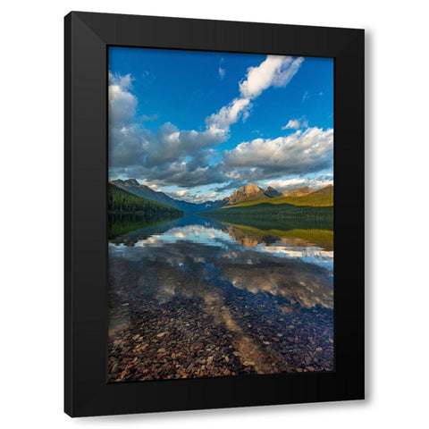 Late afternoon at Bowman Lake in Glacier National Park-Montana-USA Black Modern Wood Framed Art Print by Haney, Chuck