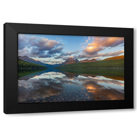 Late afternoon at Bowman Lake in Glacier National Park-Montana-USA Black Modern Wood Framed Art Print with Double Matting by Haney, Chuck
