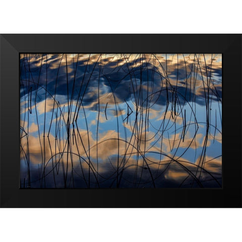 Autumn reflections in Spencer Lake near Whitefish-Montana-USA Black Modern Wood Framed Art Print by Haney, Chuck