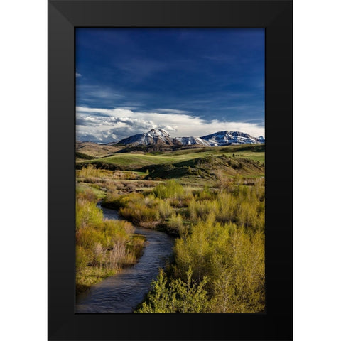 Elk Creek with fresh snow on Steamboat Mountain along the Rocky Mountain Front near Augusta-Montana Black Modern Wood Framed Art Print by Haney, Chuck