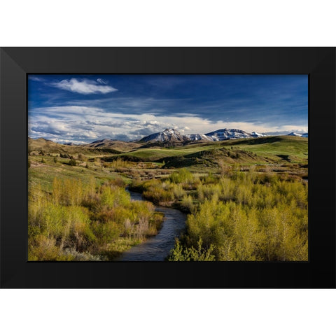 Elk Creek with fresh snow on Steamboat Mountain along the Rocky Mountain Front near Augusta-Montana Black Modern Wood Framed Art Print by Haney, Chuck