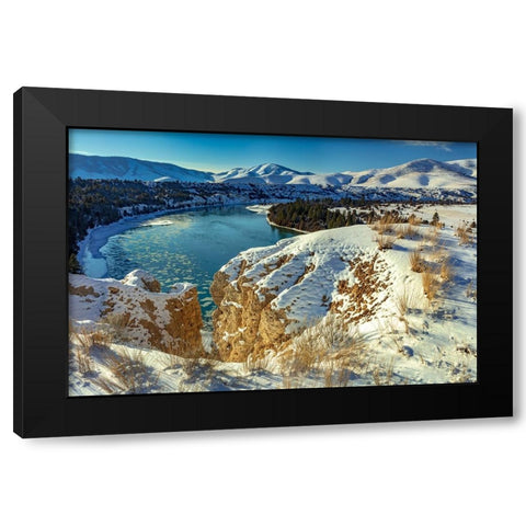 The Flathead River after a fresh snowfall in the Mission Valley-Montana-USA Black Modern Wood Framed Art Print with Double Matting by Haney, Chuck