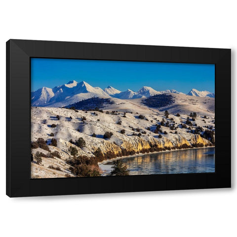 The Flathead River after a fresh snowfall in the Mission Valley-Montana-USA Black Modern Wood Framed Art Print with Double Matting by Haney, Chuck