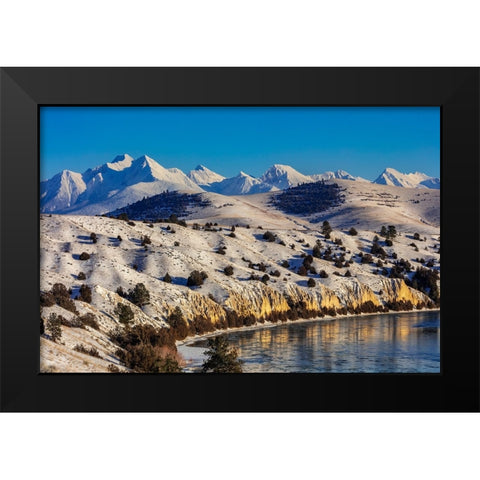 The Flathead River after a fresh snowfall in the Mission Valley-Montana-USA Black Modern Wood Framed Art Print by Haney, Chuck