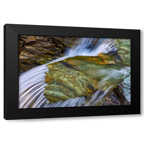 Cascades in Baring Creek in Glacier National Park-USA Black Modern Wood Framed Art Print by Haney, Chuck