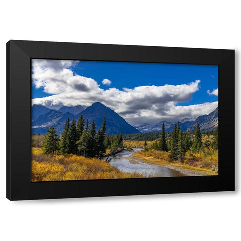Autumn hues along the Belly River in Glacier National Park-Montana-USA Black Modern Wood Framed Art Print with Double Matting by Haney, Chuck