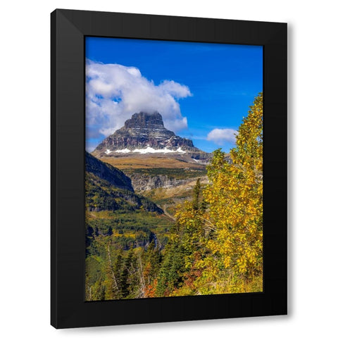 Clements Mountain and Reynolds Creek Falls in autumn-Glacier National Park-Montana-USA Black Modern Wood Framed Art Print by Haney, Chuck