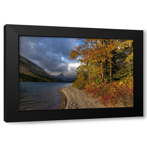 Cosley Lake in autumn-Glacier National Park-Montana-USA Black Modern Wood Framed Art Print by Haney, Chuck